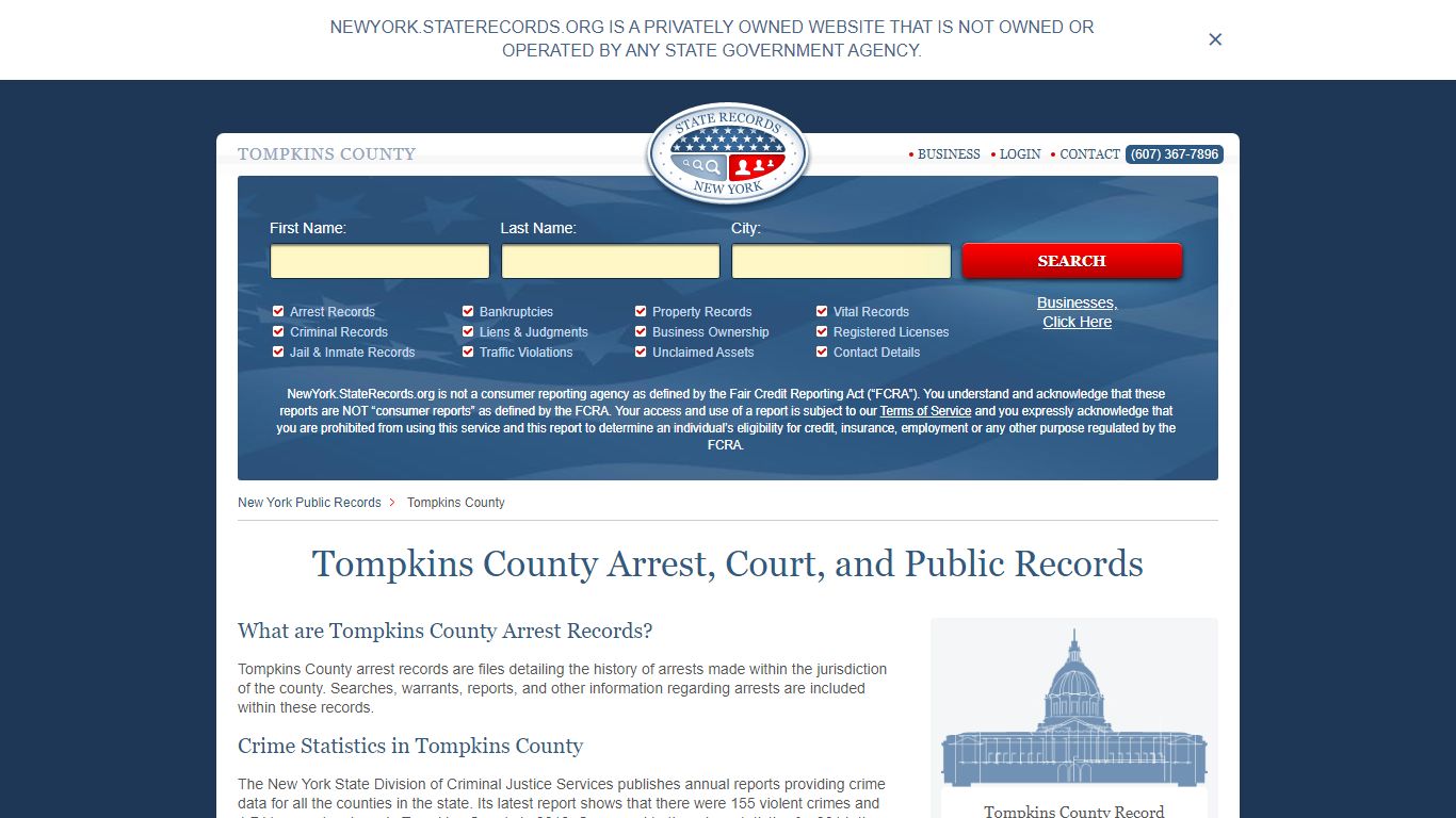 Tompkins County Arrest, Court, and Public Records