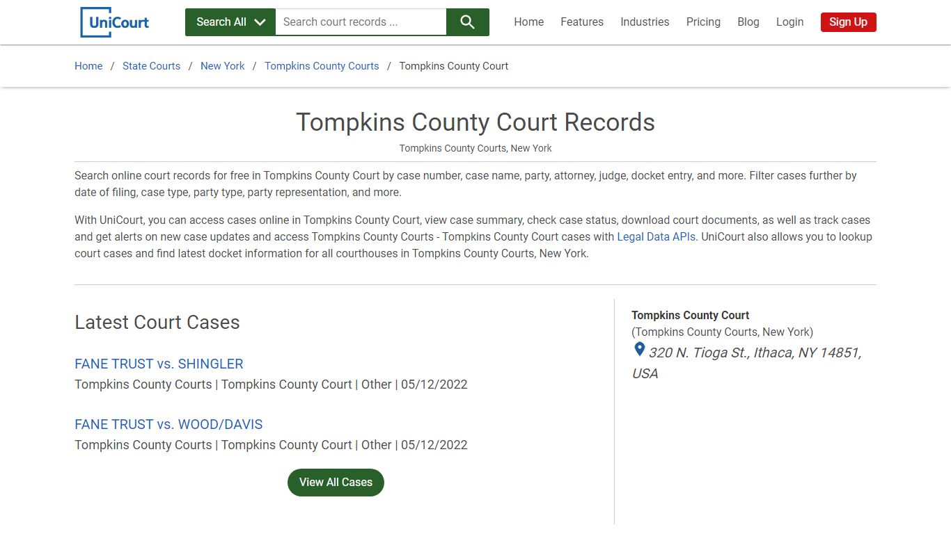 Tompkins County Court Records | Tompkins | UniCourt