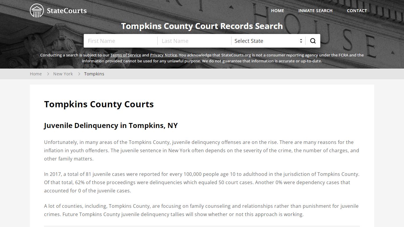 Tompkins County, NY Courts - Records & Cases - StateCourts